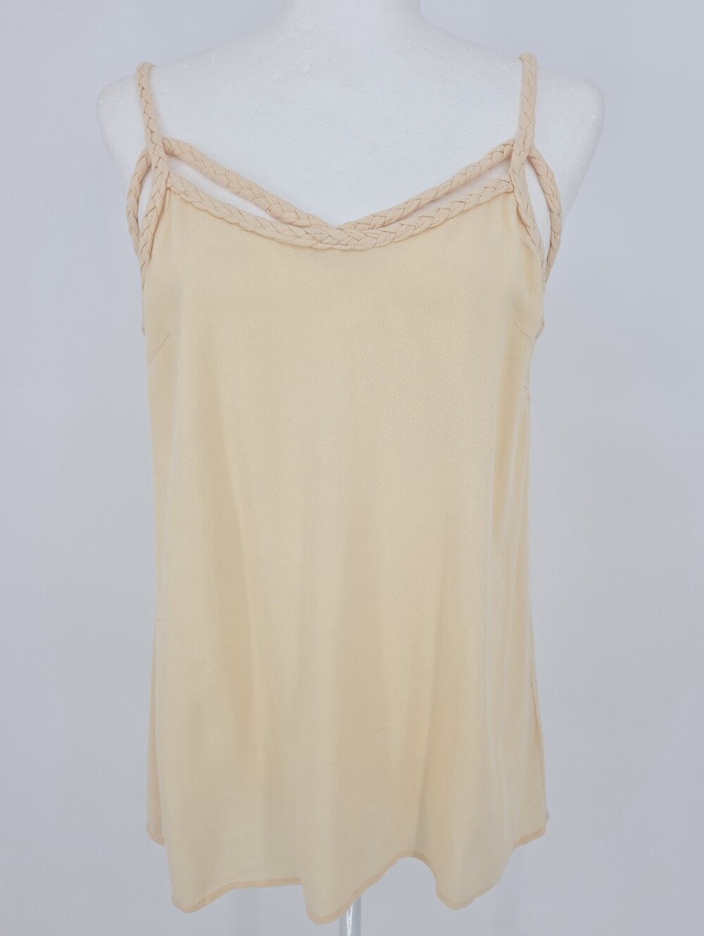 Entro NWT Cream Braided Strap Sleeveless Tank Top Rayon Size Small
